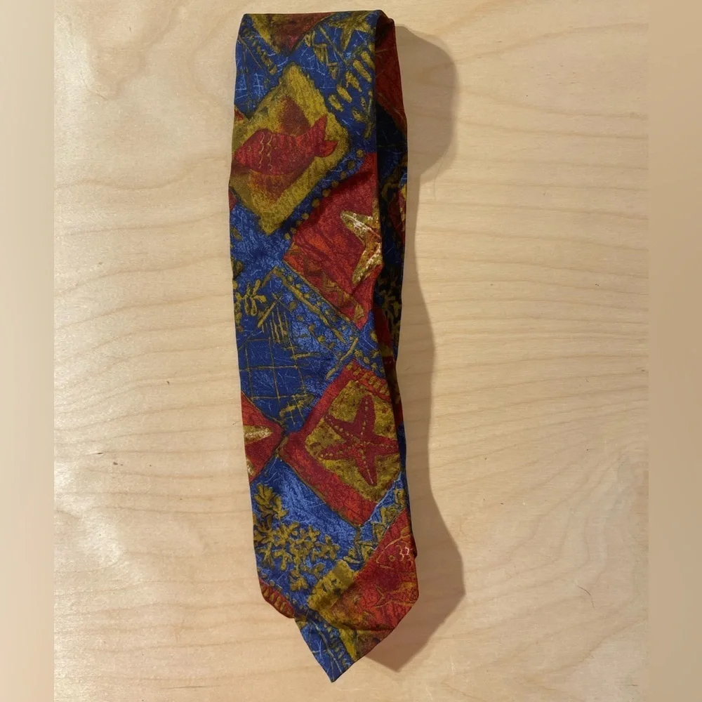 Hugo Boss Red and Blue Geometric Men's Tie (CI)